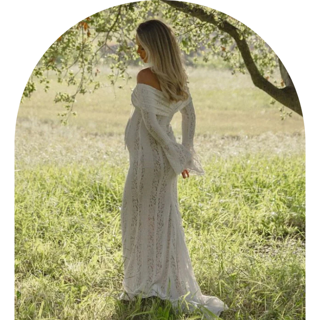 Belle Off Shoulder Lace Gown - Vintage Lace - House of CB London