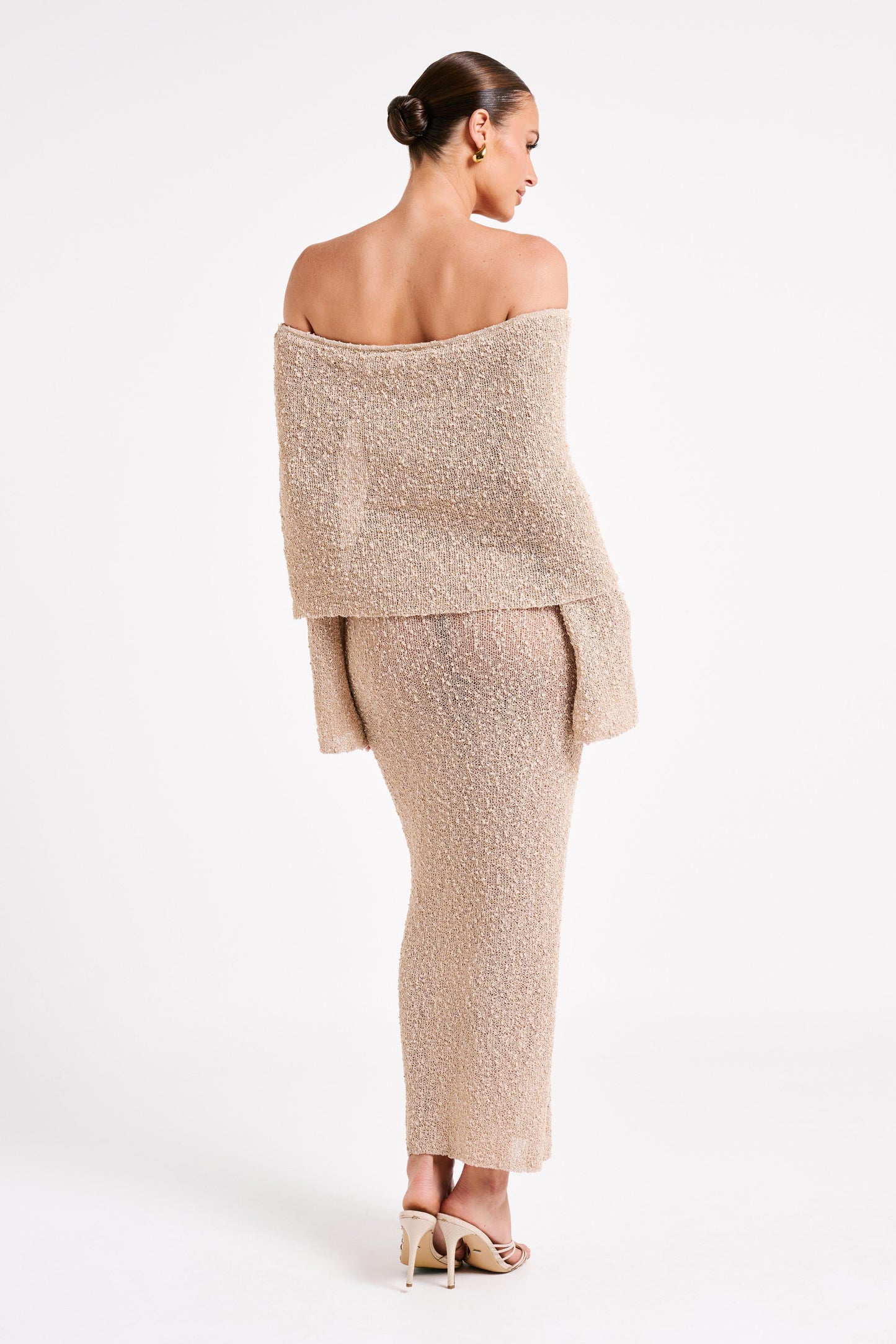 Marisol - Off Shoulder Maxi Boucle Dress - Meshki