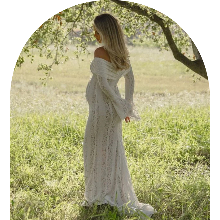 Belle Off Shoulder Lace Gown - Vintage Lace