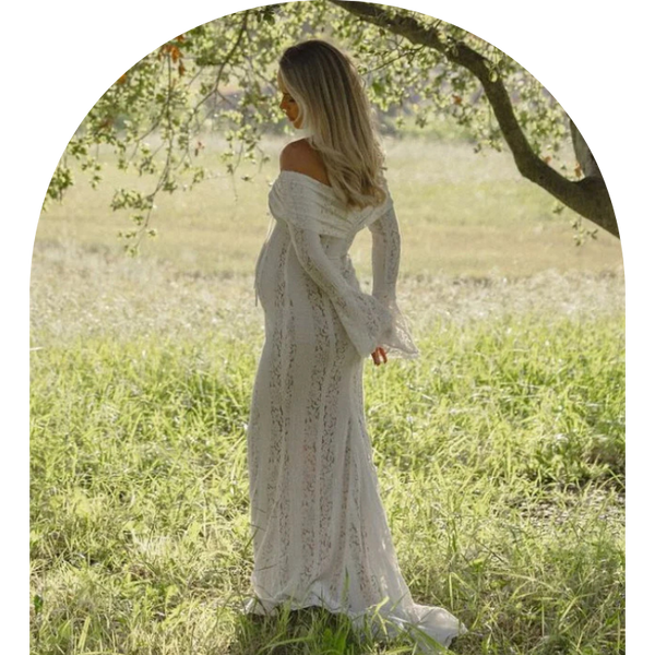 belle off the shoulder long sleeve maxi dress Deme By Gabriella Bella Long-Sleeve Off-Shoulder Maxi Dress - Ivory - 20% Off