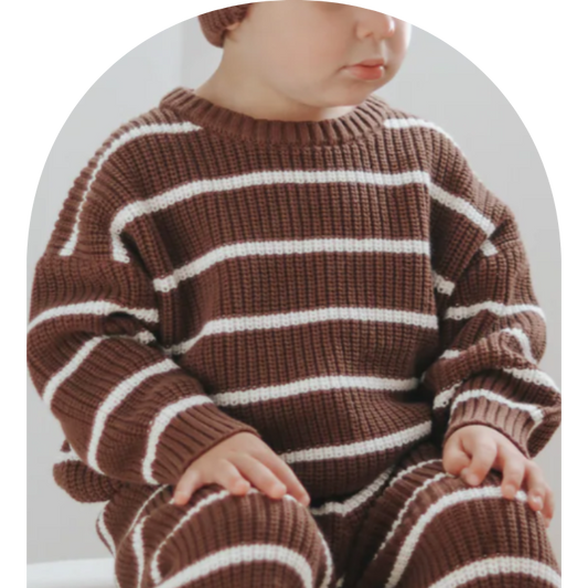 Chocolate Stripe Knit Jumper - Ziggy Lou - Size 2