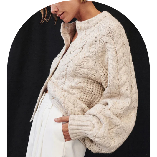 Tamsin - Chalk Cable Knit Cardigan - Dissh